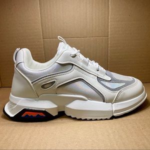 White Chunky Reflective Panelling Sneakers